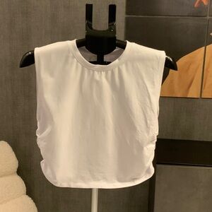 Classic White Cropped Sleeveless Muscle Tee M